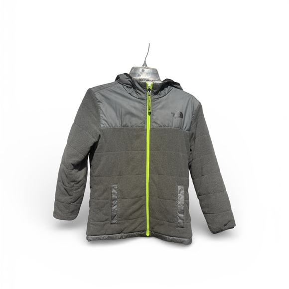 The North Face Other - North Face Gray Hooded Jacket with Neon Accents reversible